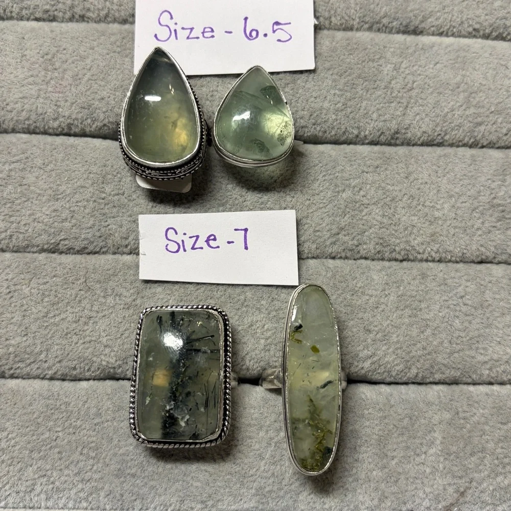 Elegant Silver Prehnite Ring